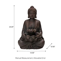 Glitzhome® 23.25" Zen-Style Meditating Buddha Statue Outdoor Fountain with LED Light