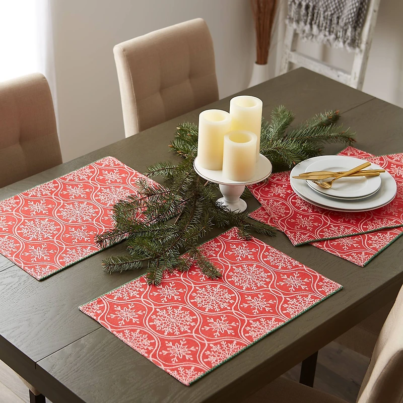 DII® Joyful Snowflakes Jacquard Placemats, 4ct.