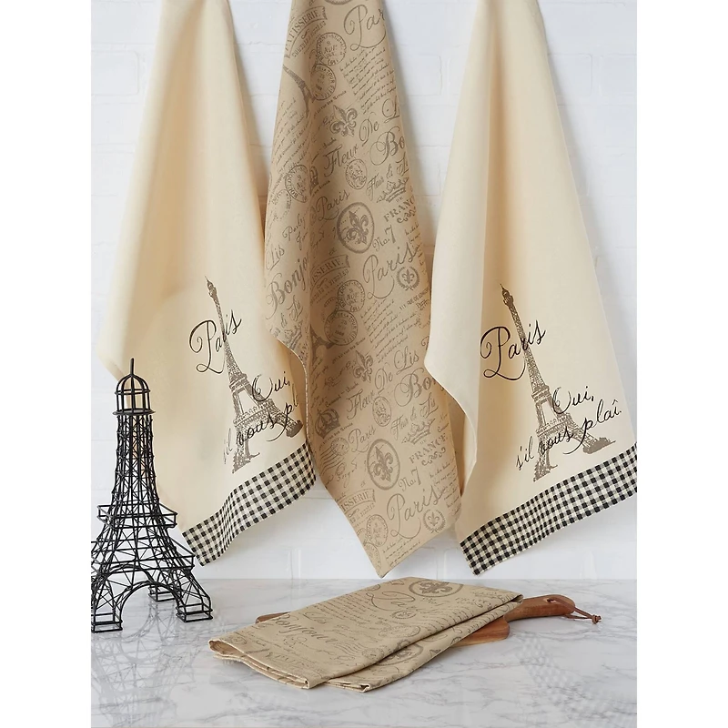 DII® Assorted Paris Print Dishtowel Set