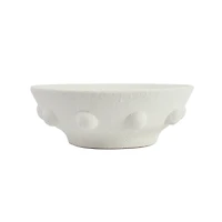 Hello Honey® 11" White Decorative Terra Cotta Bowl with Raised Dot Design