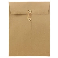 JAM Paper 9" x 12" Premium Brown Kraft Button & String Booklet Envelopes, 50ct.