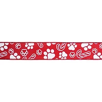 1.5" x 30ft. Red & White Paw Prints Wired Ribbon by Celebrate It®