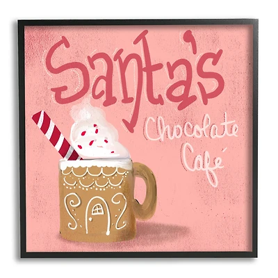 Stupell Industries Santa's Chocolate Cafe Sign Framed Giclee Art