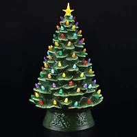 18" Green Lit Nostalgic Christmas Tree