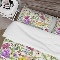 Designart 'Purple Blossoming Orchids and Yellow Butterflies' Floral Bedding Set