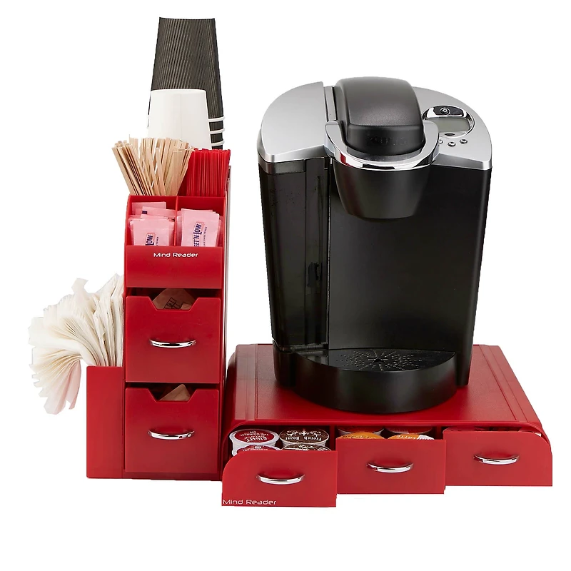 Mind Reader 2-Piece Single Serve Coffee Pod Drawer and Condiment Organizer Caddy Station