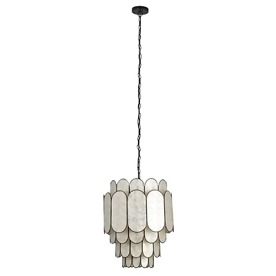 Hello Honey® Black Finish Laminated Capiz Tiered Chandelier