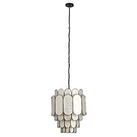 Hello Honey® Black Finish Laminated Capiz Tiered Chandelier