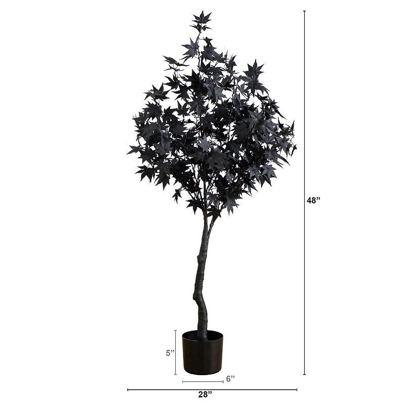 4ft. Pre-Lit Artificial Halloween Black Maple Tree with 180 Orange & Purple LED Lights