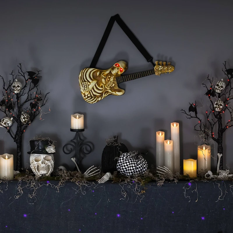 Lighted Rockin' Skeleton Guitar with Sound Halloween Decoration - 22.75"
