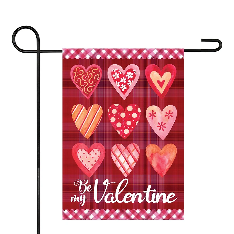 Be My Valentine Small Plaid & Heart Garden Flag
