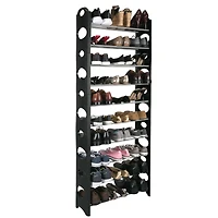 Simplify Black 30 Pair Stackable Shoe Rack