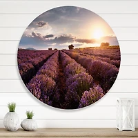 Designart - Sunrise & Dramatic Clouds Over Lavender Field V
