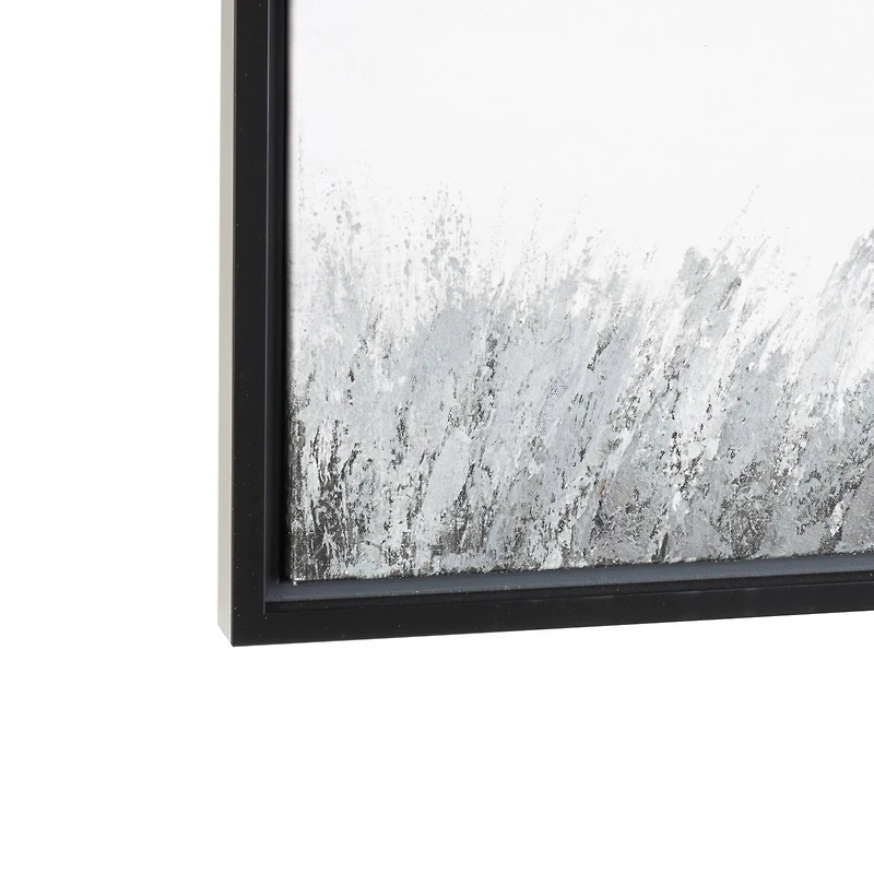 40" x 30" Gray Neutral Lake Landscape Canvas Framed Wall Art with Black Frame