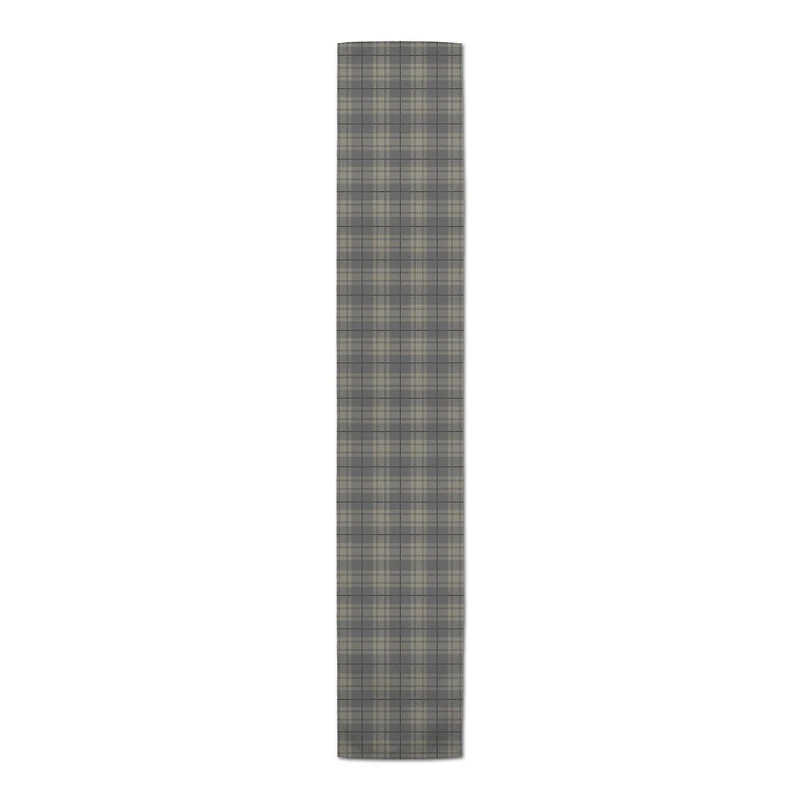 72" Dark Gray Plaid Cotton Twill Runner