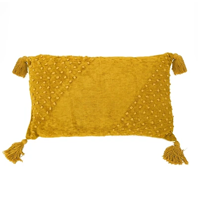 American Art Décor™ Handwoven Yellow Boho Moroccan Decorative Throw Pillow