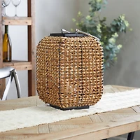 The Novogratz 16" Brown Dried Plant Handmade Candle Lantern with Glass Holder and Handle