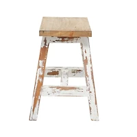 Brown & White Wood Farmhouse Bench