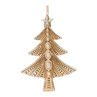 Glittered Gold Pine Tree & Snowflake Ornament Set