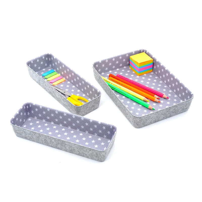Welaxy Felt 3 Piece Stars Drawer Organizer Set