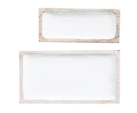 Hello Honey® White Enameled Mango Wood Tray Set