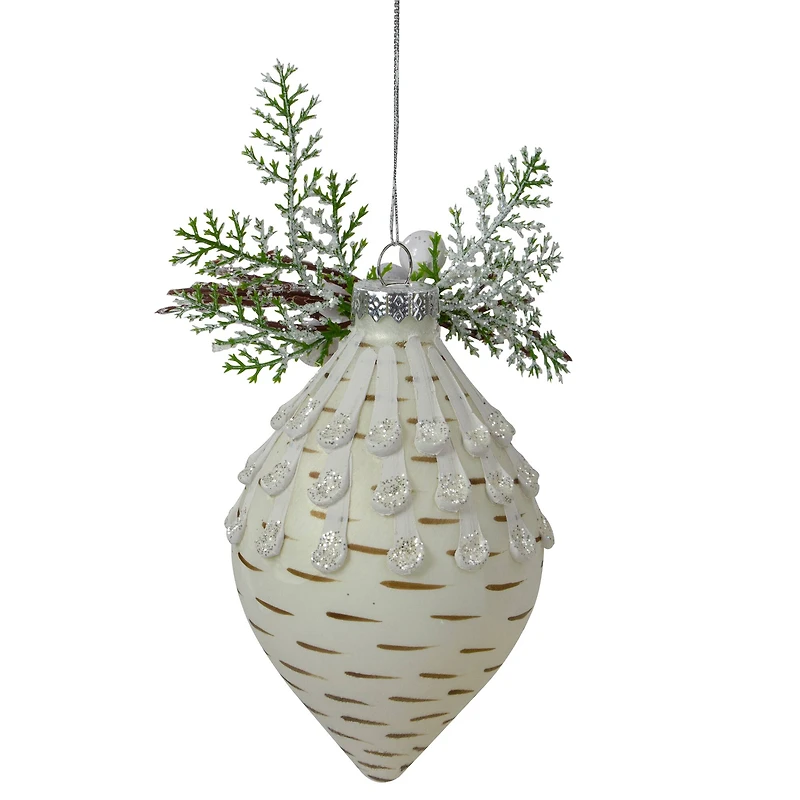 5" Cedar & Berries White Finial Christmas Ornament