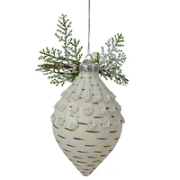 5" Cedar & Berries White Finial Christmas Ornament