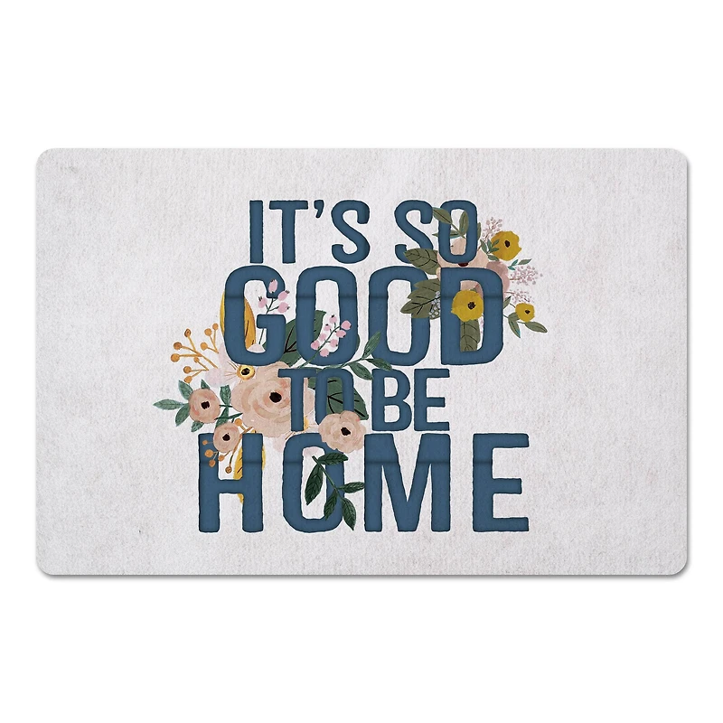 White with Blue It's So Good to Be Home Text Floor Mat