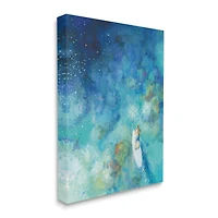 Stupell Industries Tropical Ocean Reef Paddle Board Male Surfer Blue Canvas Wall Art