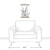 Gray & White Eucalyptus II Teak Hanging Canvas