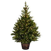 5ft. Pre-Lit Reeder Pine Artificial Christmas Tree In Barrel Planter, Clear Dura-Lit® LED Lights
