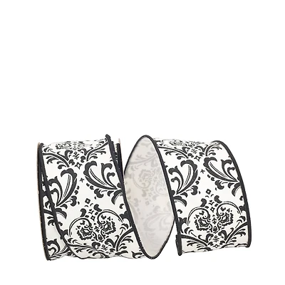 JAM Paper 2.5" x 10yd. Black & White Madison Wired Ribbon