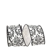 JAM Paper 2.5" x 10yd. Black & White Madison Wired Ribbon