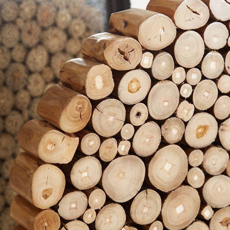 24" Natural Brown Teak Wood Abstract Sculpture