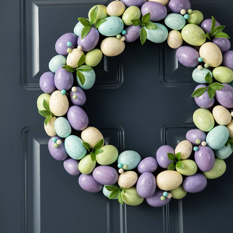 Glitzhome® 18" Easter Purple Hue Eggs Wreath