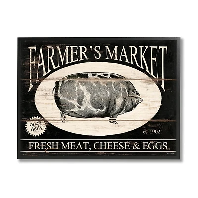 Stupell Industries Farmer's market Est. 1902 Vintage Sign Farm Pig Framed Wall Art
