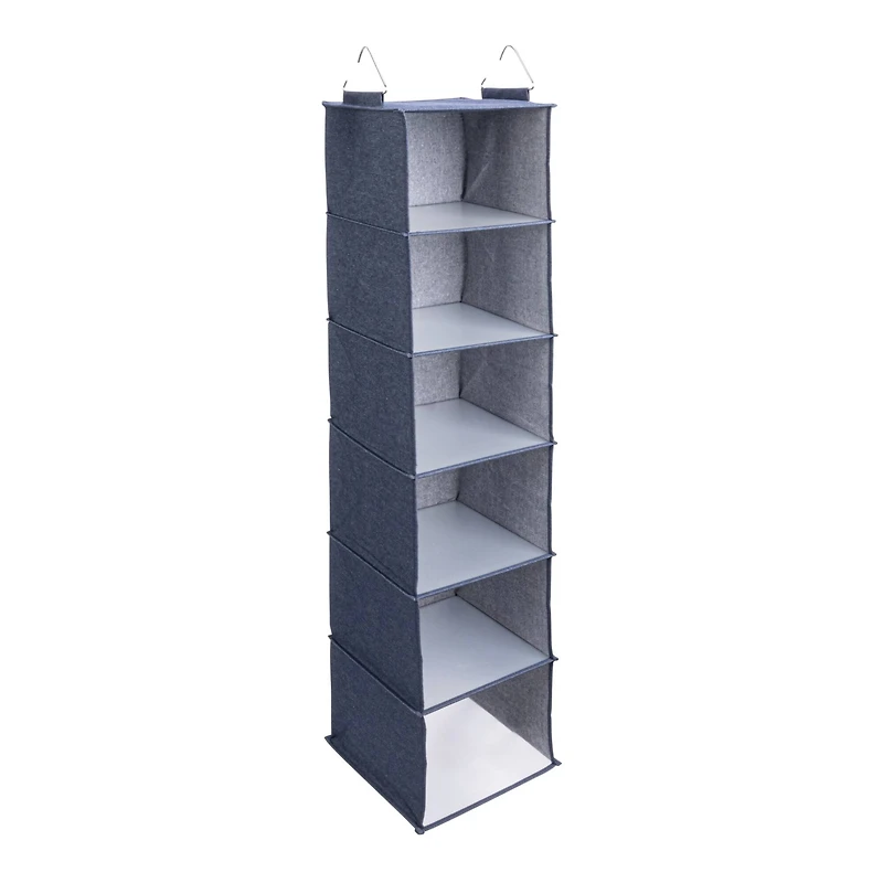Household Essentials Denim 50" Cotton Blend 6 Shelf Closet Organizer
