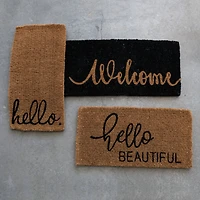 Hello Honey® Black & Brown Hello Beautiful Natural Coir Doormat