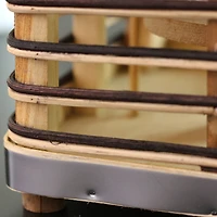 Rustic Chic Rectangular Rattan Candle Holder Lantern with Handle