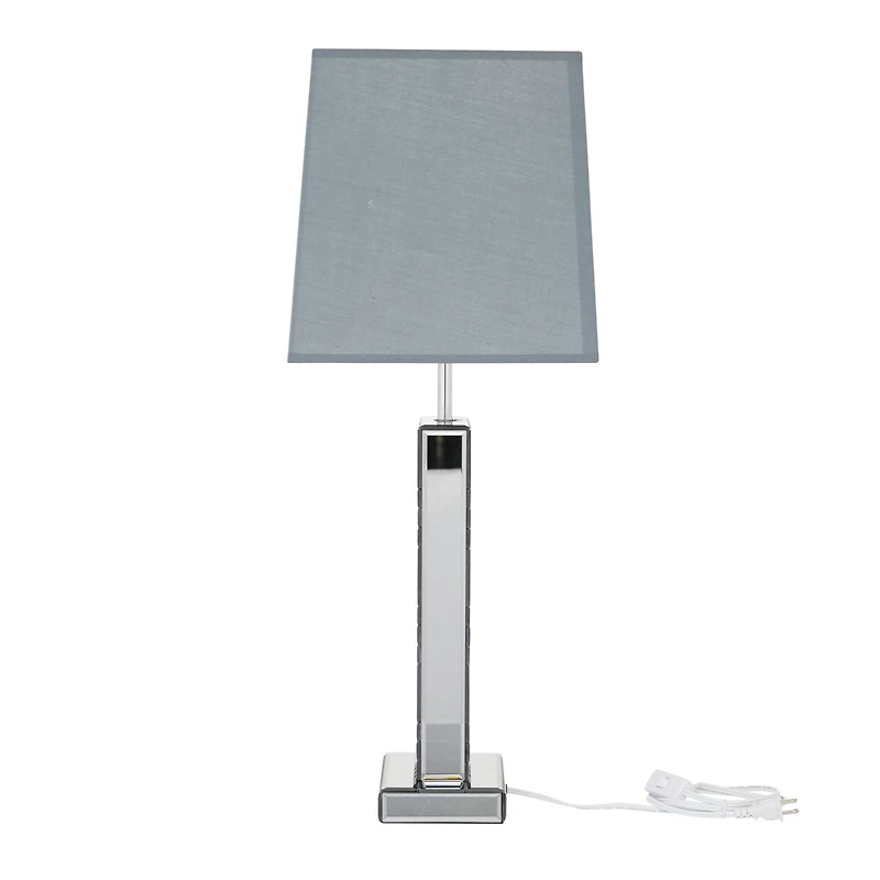 30" Silver Glass Mirror Glam Table Lamp