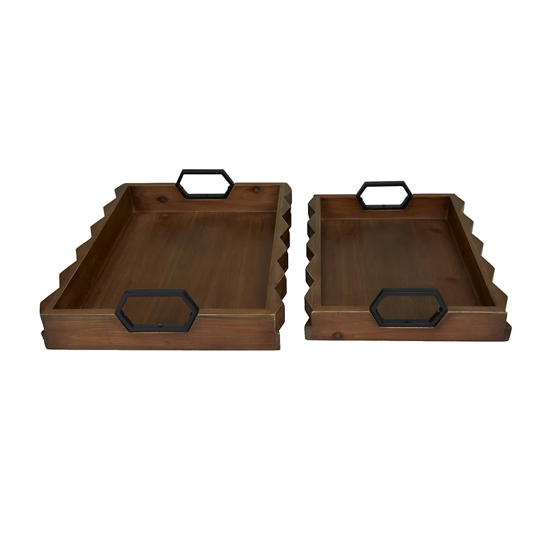 Dark Brown Modern Tray, Set of 2" 14", 16"