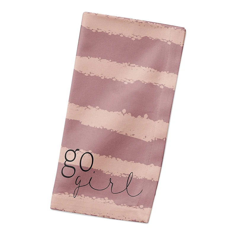Go Girl Pink Stripes on Pink 10" x 10" Cotton Twill Napkin