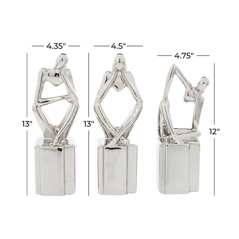 CosmoLiving by Cosmopolitan Silver Ceramic Sculpture Set