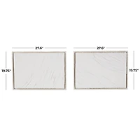 28" x 20" White Distressed Wood Abstract Wavy Wall Decor, Set of 2