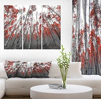 Designart - Red Leaf Trees in Tall Forest