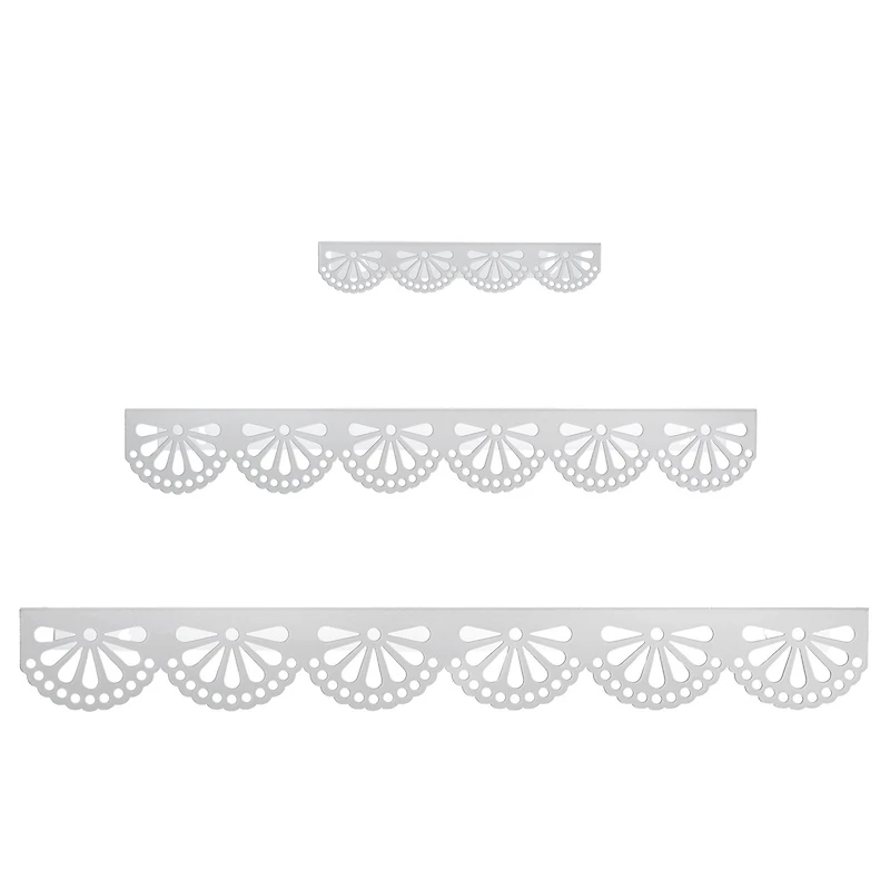 American Art Decor Scallop Metal Floating Shelves, White 3" x 5" x 24",  3pc.