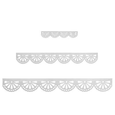 American Art Decor Scallop Metal Floating Shelves, White 3" x 5" x 24",  3pc.