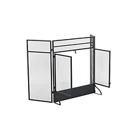 29" Tall Black Metal 3 Panel 2 Door Fireplace Screen with Mesh Backing