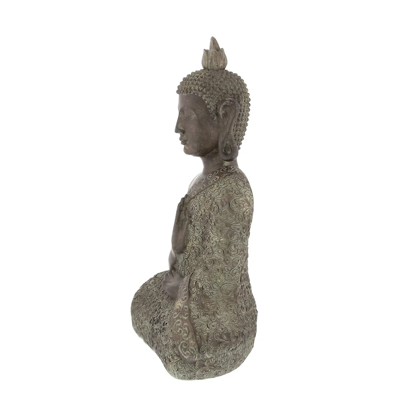 21" Brown Bohemian Polystone Buddha Sculpture