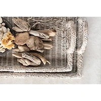 Hello Honey® Whitewashed Decorative Rattan Tray Set with Handles